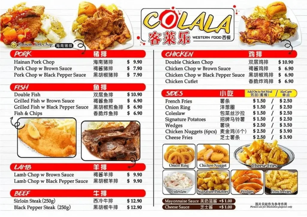 Colala Western Food Menu Items With Prices