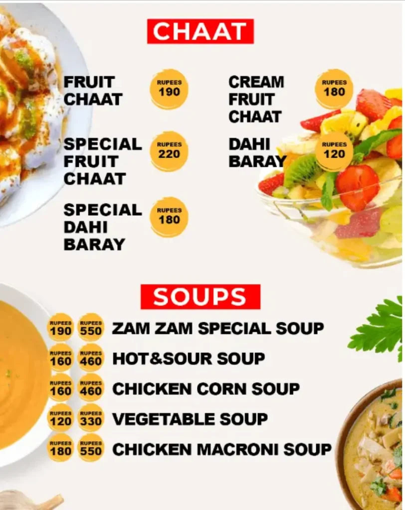 Soups and chaat Menu